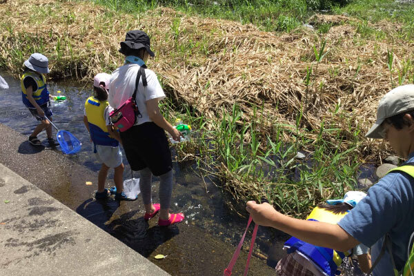 清流公園で河川敷清掃の様子