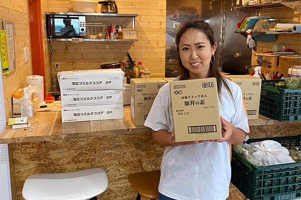正田醤油様、UCC上島珈琲様からご提供いただいた食品を「子ども食堂てんとうむし」さんへ寄付しました